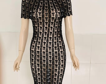 Handmade Black Crochet Dress – Timeless & Elegant Design