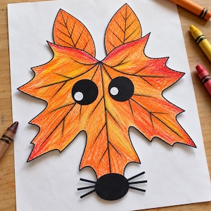 Fall Paper Craft Printable Autumn Activity for Kids, Easy Fall Craft for Kids, Fall Coloring Pages, Simple Autumn Craft Kit Fox Animals