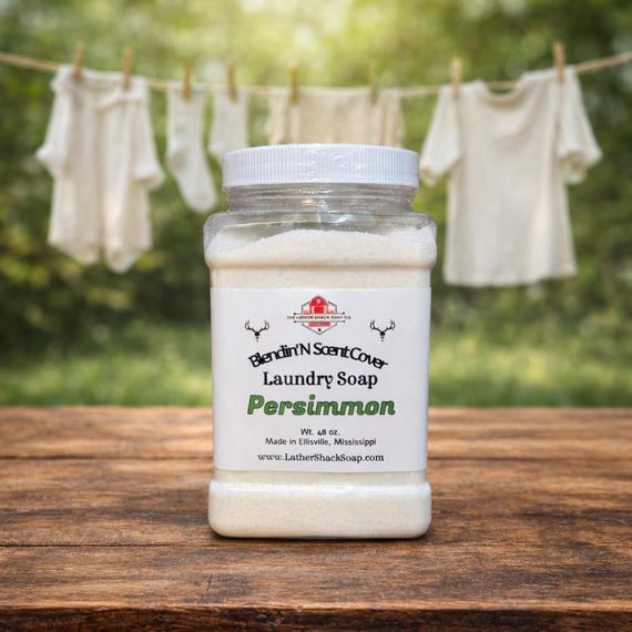 Persimmon Scent Cover Laundry Soap – Odor Eliminating Detergent for Hunting Clothes, Sweat, Work Uniforms & Heavy Smells