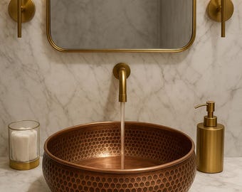 Lavabo marocchino in ottone lavorato a mano – Lavabo color oro martellato