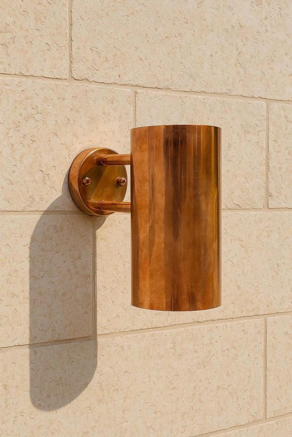 Handmade copper wall light – downward outdoor wall sconce – modern cylindrical lamp