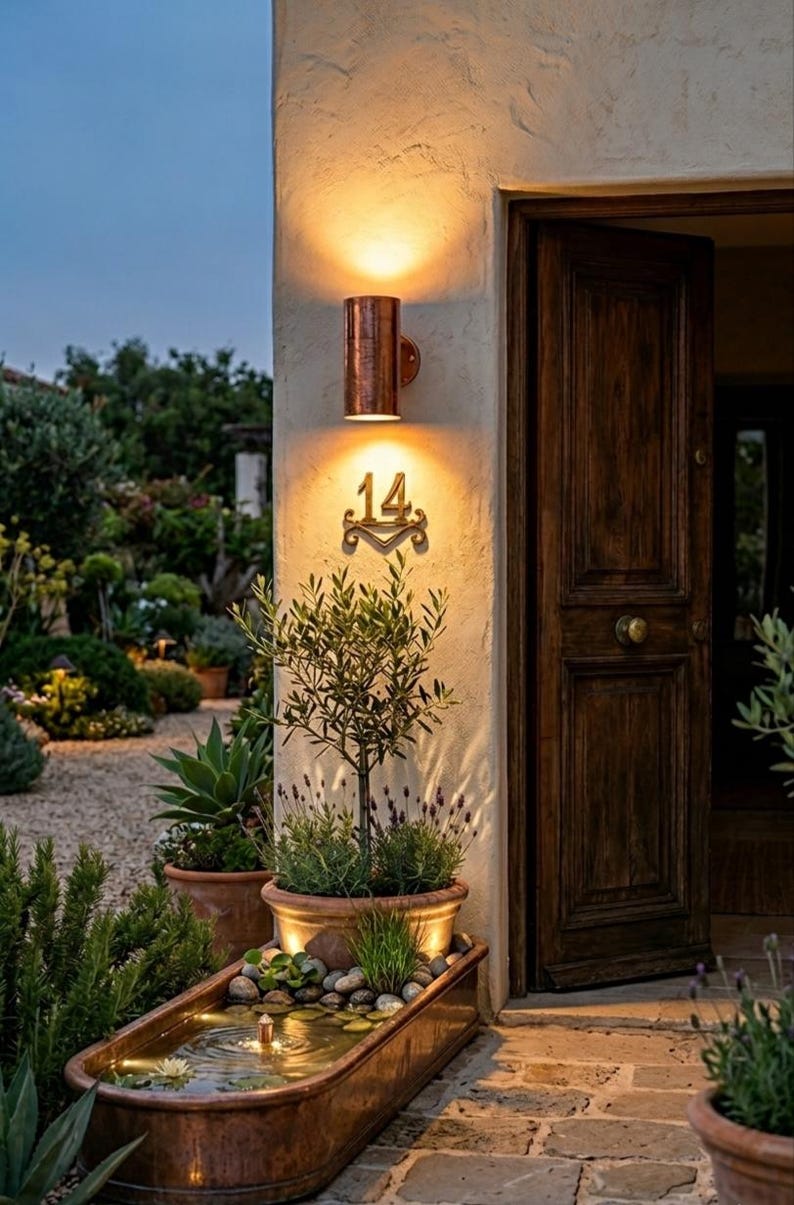 Handmade copper wall light – downward outdoor wall sconce – modern cylindrical lamp image 4