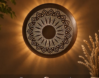 Handmade Moroccan Copper Sconce, Boho Light Fixture, Artisan Decor، Garden decor