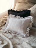 Custom Linen Pillow Cover with All Side Ruffled- Linen Pillow Shams with long ruffle on one side-  Linen Cushion Cover with Envelope Closure