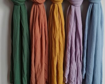 Handmade Organic Linen Scarf-Midweight Linen Shawl- Belgian Linen Scarfs for All Seasons- Long and Short Stylish Shawl for Women