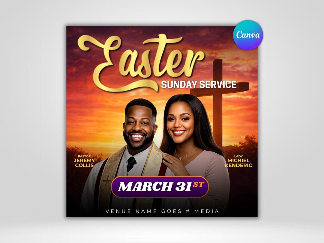 Spring Sunday Service Flyer Easter Sunday Church Flyer Template, He is Risen Service, Canva Design ...