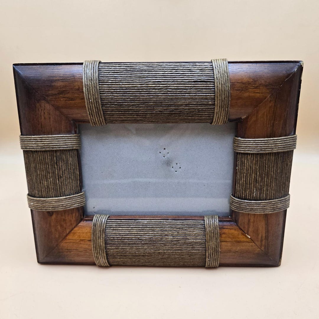Western Rustic Frame With Rope Rustic Wood Rope Wrapped Picture Frame 4x6 Coastal Nautical Tabletop ...