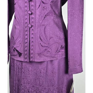Adrianna Papell Purple Silk Set Beaded Embroidered Jacket & Skirt Size 12 NWT 画像 4