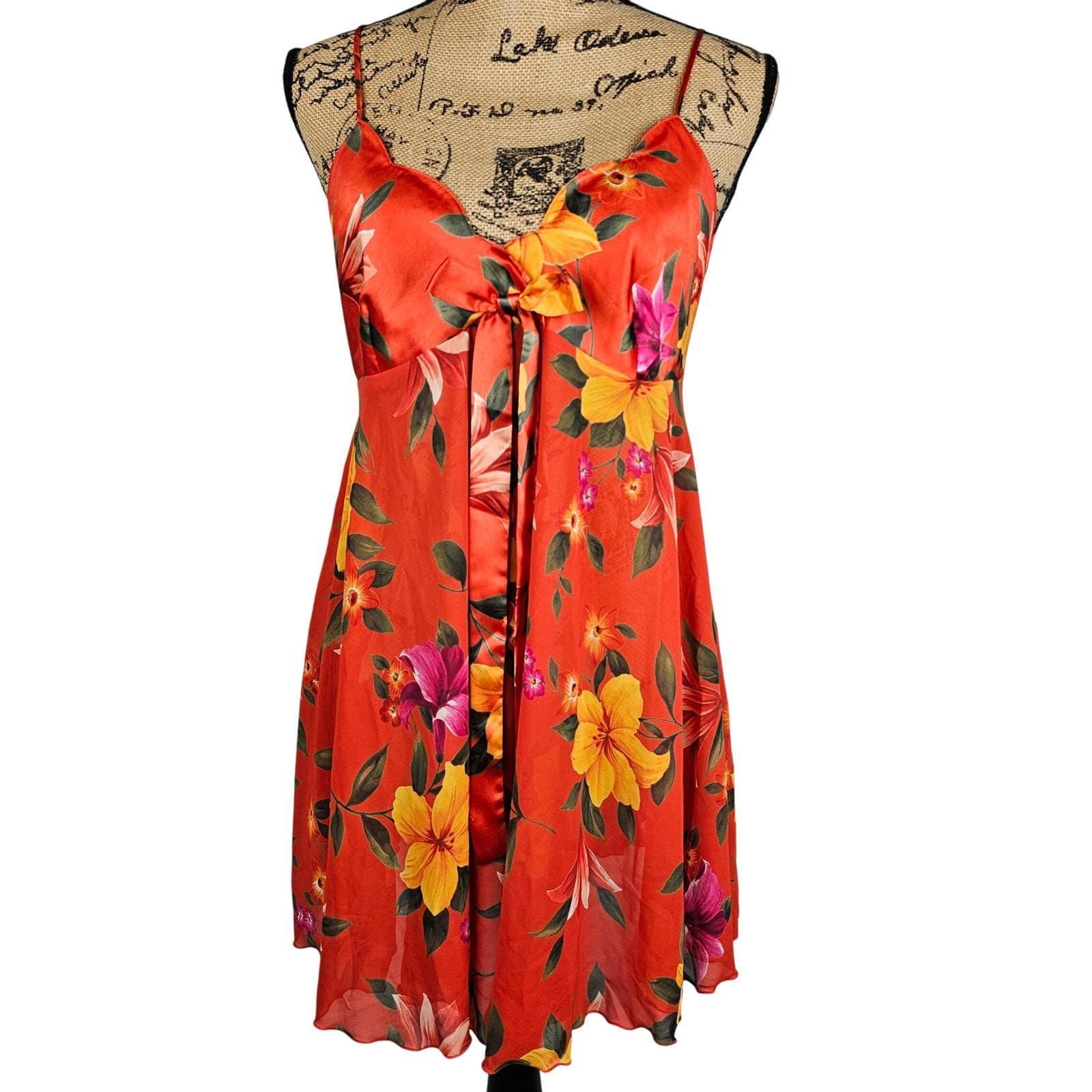 victoria secret orange dress 2002 Victorias Secret Pink Paneled Silk Slip Dress