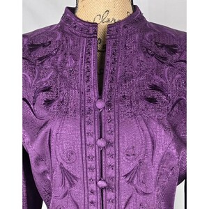 Adrianna Papell Purple Silk Set Beaded Embroidered Jacket & Skirt Size 12 NWT 画像 17