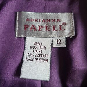 Adrianna Papell Purple Silk Set Beaded Embroidered Jacket & Skirt Size 12 NWT 画像 14
