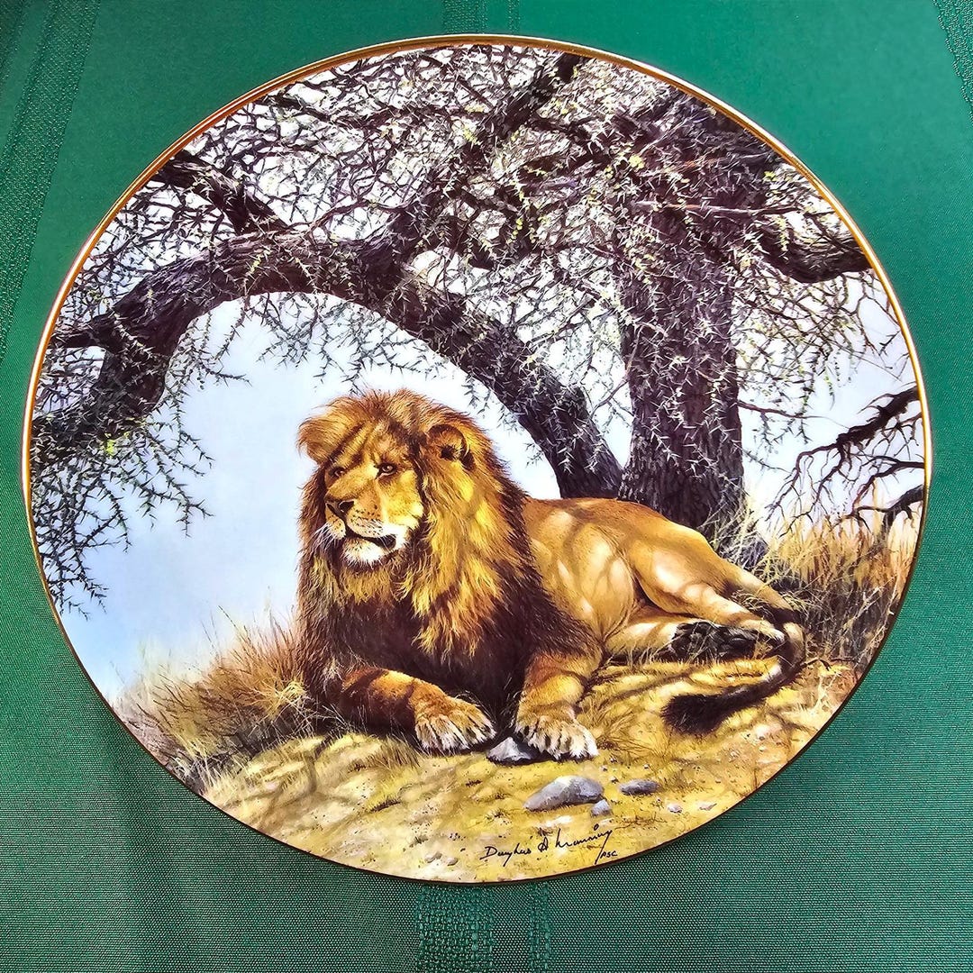VTG African Shade Big Cats of the World Plate Douglas A Manning Lion ...