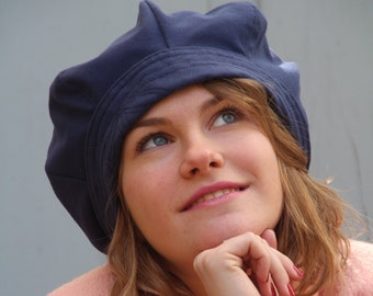 Boina azul francesa de vendedor de periódicos: sombrero gavroche de algodón hecho a mano