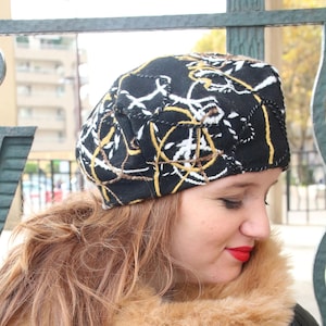 Black beret, Black wool hat, Slouchy beret, Unique fabric hat, Black wool beret, Black hat, Beanie hat, beret hat, hat, womens beret, berets