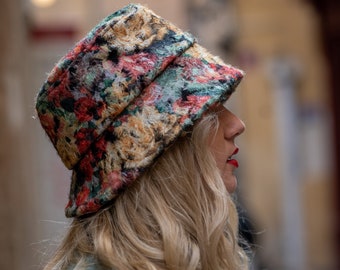 Cute bucket hat for women. Wool free, vegan friendly bob hat, handmade in France