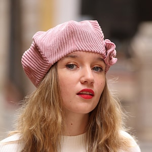 Bonnet Newsboy (casquette à Visière) Femme - Velours Côtelé, Réglable - Idéal Automne/hiver - 7