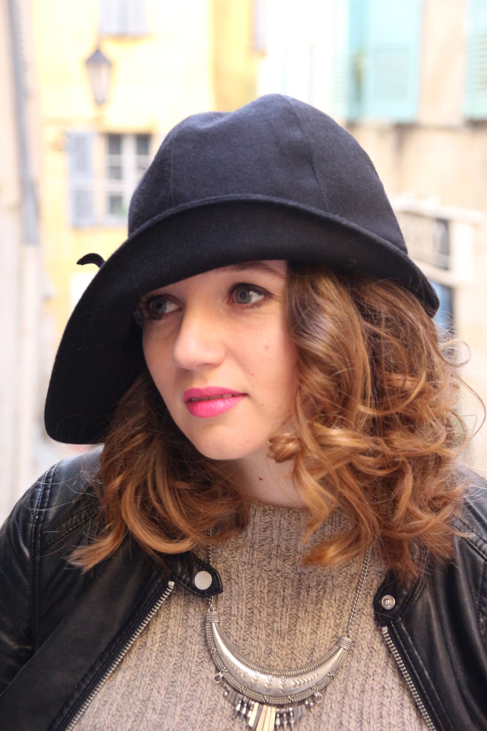 Black Boiled Wool Cloche Hat: Handmade Angular Brim Winter Hat - Etsy