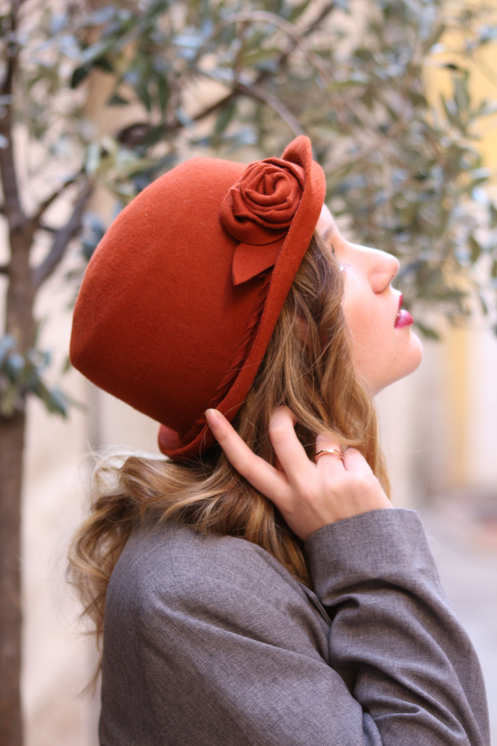 Terracotta Orange Felt Hat Handmade Millinery Hat Elegant - Etsy Finland