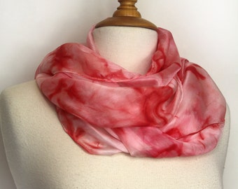 Hand painted pink silk scarf. Vibrant pink tie dyed silk scarf. Pink silk foulard. Special gift for her. Delisa design.