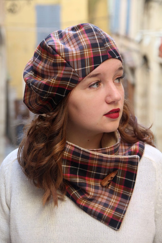 tartan hat and scarf set