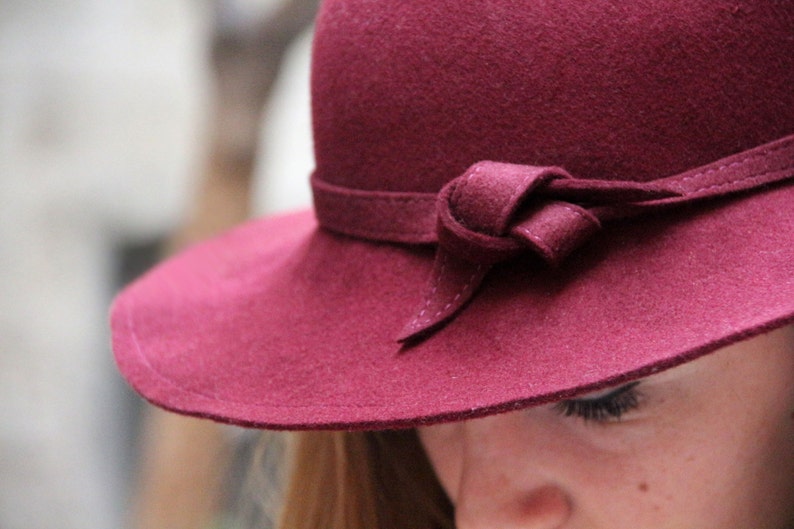 Bordeaux Wide Brim Felt Fedora Hat