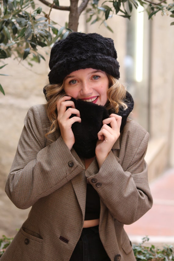 Acheter Chapeau d'hiver bonnets femmes chapeau écharpe chaud Faux