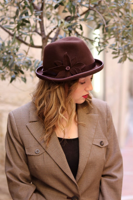 Brown Trilby Hat for Women Handmade 