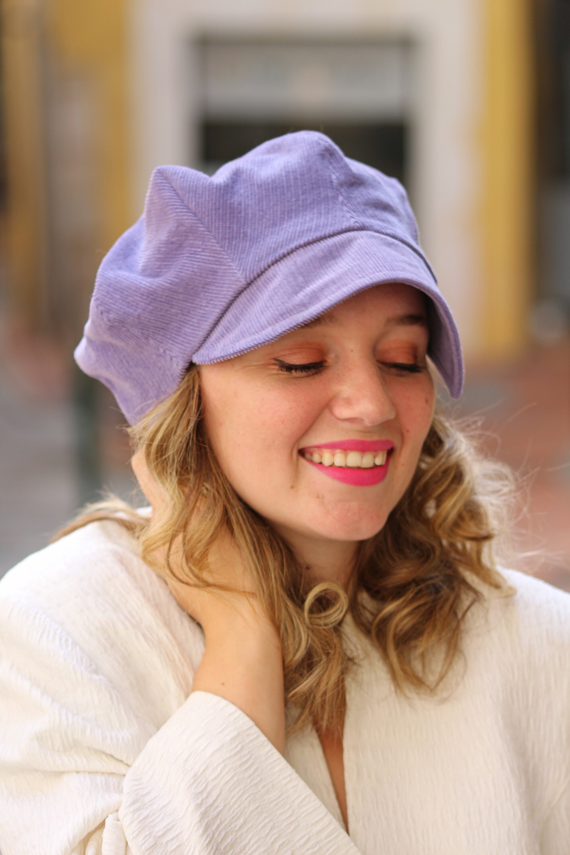 Lavender newsboy hat Corduroy hat Womens fabric hat Slouchy Etsy