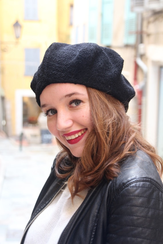 Little Black Beret Slouchy Hat French 