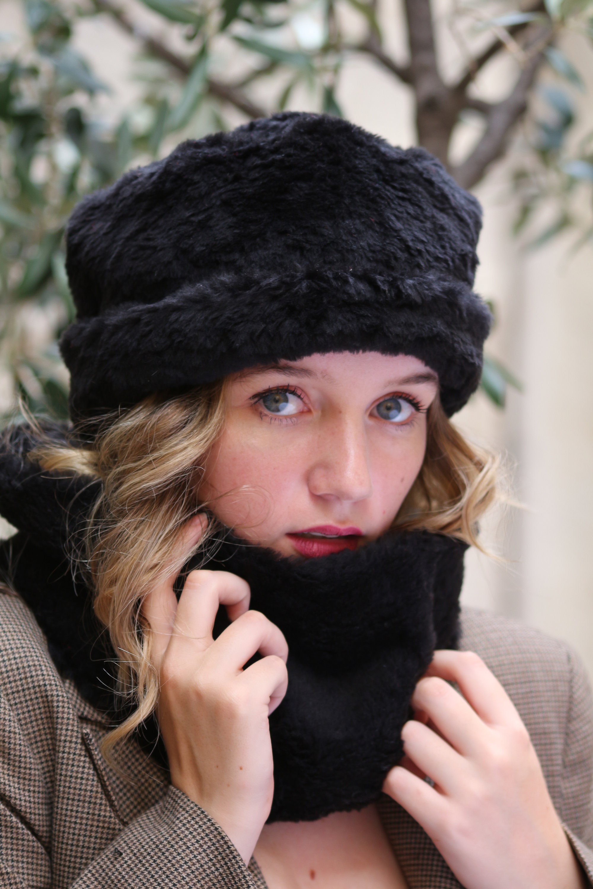 Gorro de invierno de pelo sintético ruso para mujer y niña