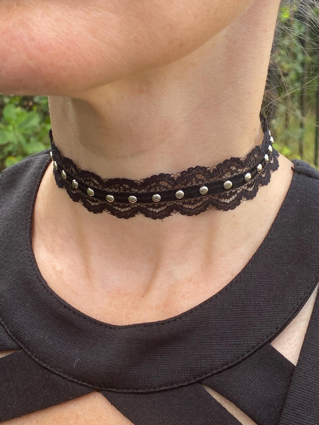 Black Lace Choker: Gothic Victorian Necklace With Silver Accents - Etsy