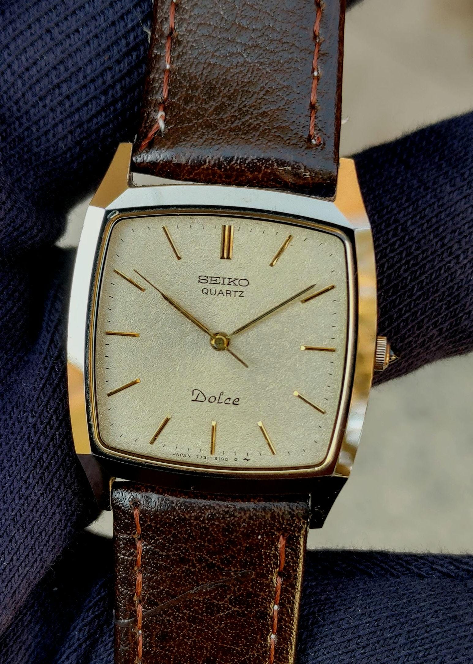 Vintage Seiko Dolce 7731-5160 | Textured Champagne Dial | Tungsten