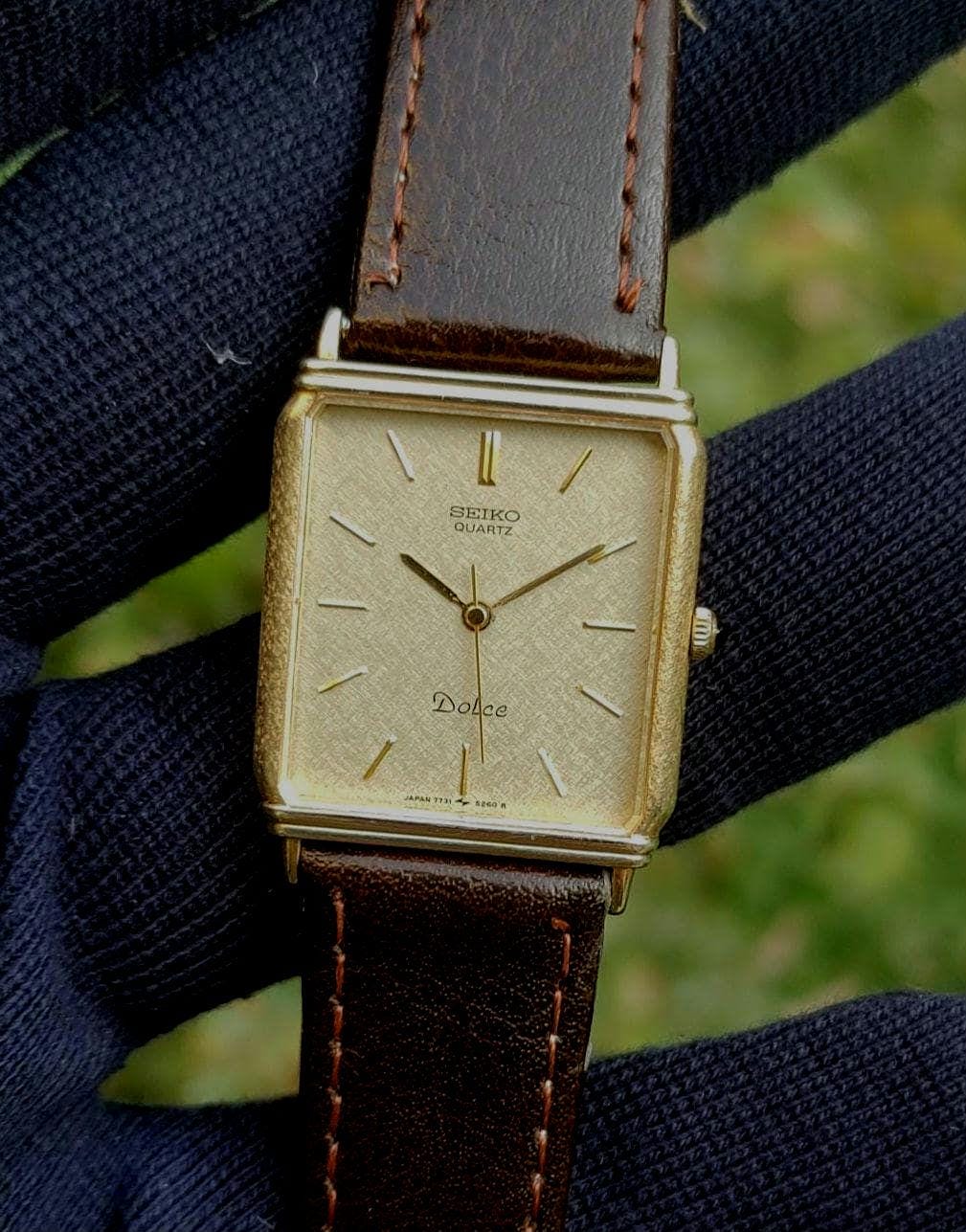 Vintage Seiko Dolce 7731-5230 Quartz Dress Watch | Textured Gold