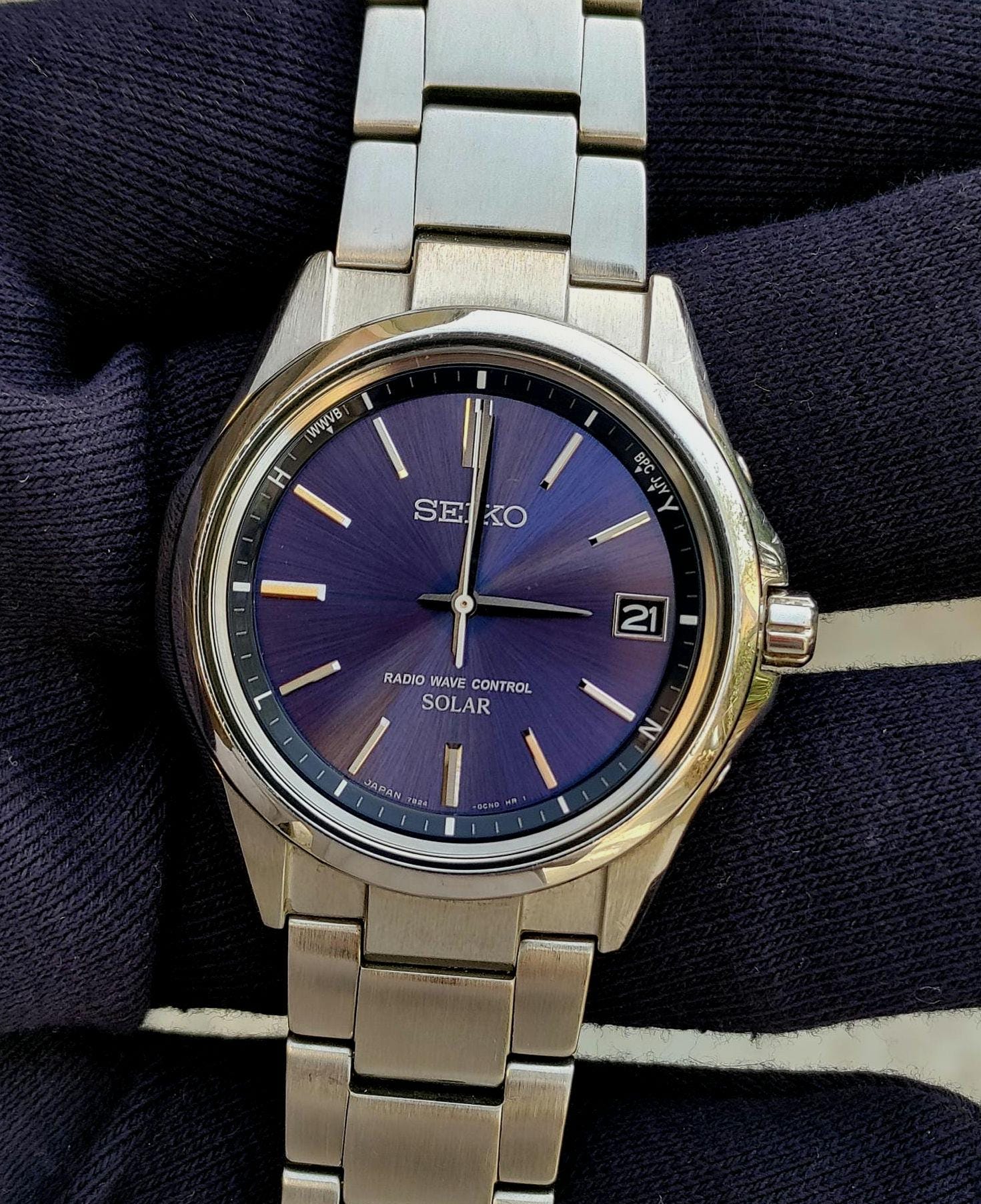 CG166 【動作品】SEIKO セイコ RADIO WAVE CONTROL SOLAR TITANIUM 