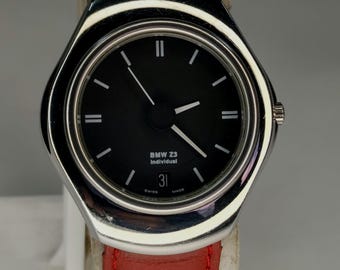 BMW Z3 Individual Quartz Watch – Black Dial, Date Display, Red