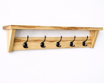 Entryway Coat Rack with Shelf and Hooks, Space Saving Wall Organizer, Key Holder Shelf, Mudroom Storage Solution