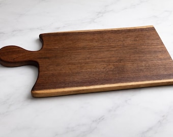 Live Edge Walnut Serving Board with Handle | Handmade Charcuterie Board | Rustic Wood Cutting Board | Ontario Made |  Kitchen Decor