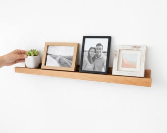 Floating Picture Ledge Shelf, Handmade Maple Hardwood