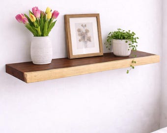 Rustic Walnut Floating Shelf, Live Edge Wood, Custom Sizes