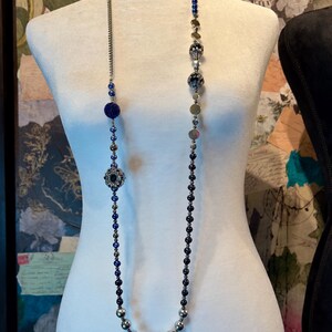 ロイヤルブルーパールネックレス • スターリングシルバーアクセント 
