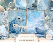 polar animal junk journal,arctic junk journal kit,Snow Animals Junk Journal,Arctic Animals Scrapbook Paper,Winter Ephemera,Winter Wildlife