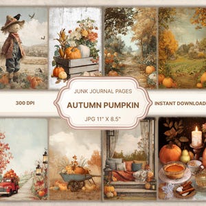 Höstpumpa skräpjournal, pumpa scrapbookpapper, höstcollageark, akvarell höstpumpa, pumpafält skräpjournal, höst ephemera