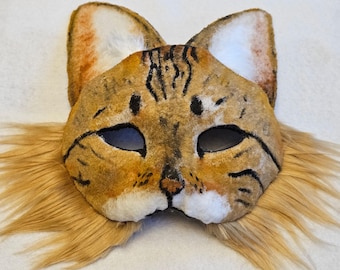 Handmade Therian Cat Mask – Feline Cosplay Mask – Fits Teen & Adult Sizes