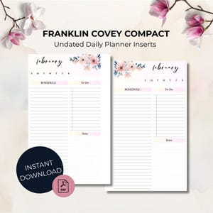 Planificador compacto Franklin Covey: Páginas diarias sin fecha (Descargar PDF)