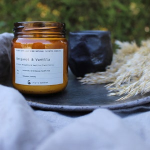Bergamot&Vanilla Glass Jar %100 natural Soy Candles