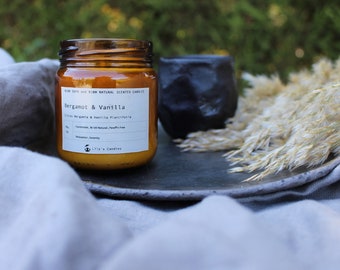 Bergamot&Vanilla Glass Jar %100 natural Soy Candles