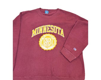 Sudadera vintage Champion de los años 90 de la Universidad de Minnesota, talla XL, color granate, fabricada en EE. UU.