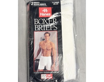 Vintage Hanes Boxer Briefs Männer Xl 40-42 Weiß Baumwolle 1994
