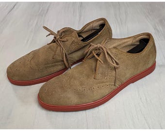 Vintage Polo Ralph Lauren Orrick Wingtip Oxford Shoes Tan Suede Mens 10D