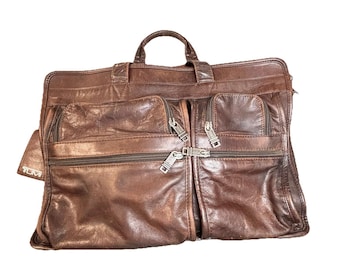 Vintage Tumi Alpha Leather Laptop Briefcase Brown Distressed 17 Inch